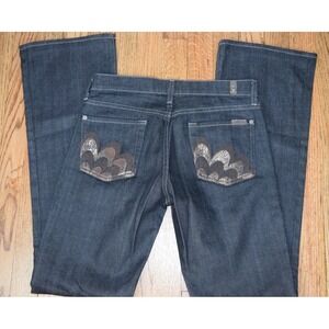 7 For All Mankind Women's Dark Wash Midnight Mercer Peacock Bootcut Jeans Sz 26